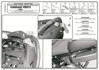 KAPPA KZ447 KAWASAKI VERSYS 650 (06-09) ARKA ÇANTA TAŞIYICI