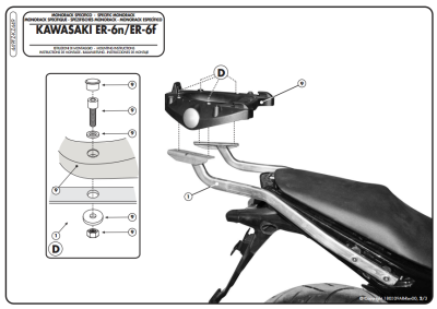 KAPPA KZ449 KAWASAKI ER-6N - ER-6F 650 (09-11) ARKA ÇANTA TAŞIYICI