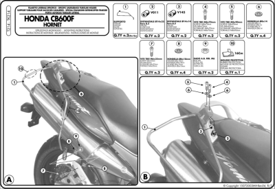 KAPPA TK214 HONDA CB 600 F HORNET - S (98-06) YAN KUMAS ÇANTA TASIYICI