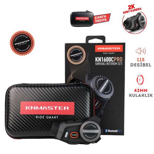 KNMASTER KN1600C Kameralı Motosiklet Bluetooth Intercom Kulaklık Seti