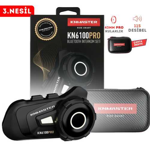 KNMASTER KN6100 Pro Motosiklet Kask Intercom Kulaklık Seti Siyah