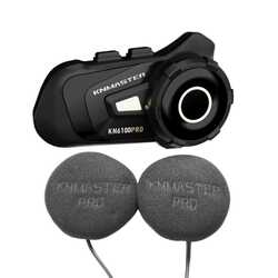 KNMASTER KN6100 Pro Motosiklet Kask Intercom Kulaklık Seti Siyah - Thumbnail