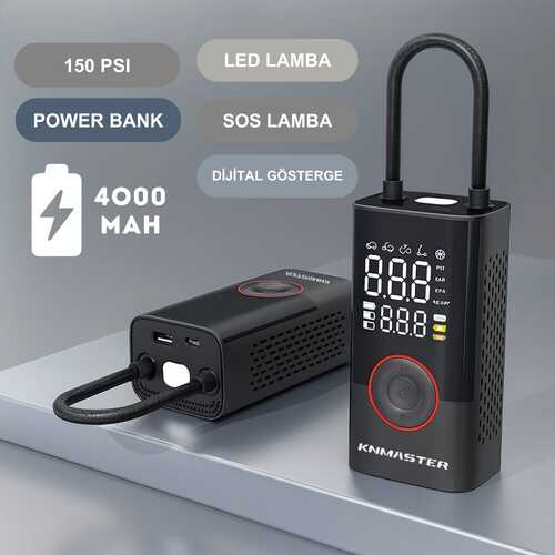 KNMASTER LP200 - 150 PSI Dijital Göstergeli Şarjlı Hava Pompası
