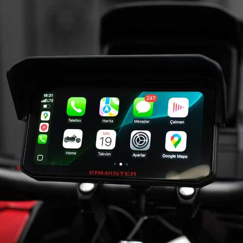 KNMASTER MOTOPLAY 2000 – 6.25” 2K Çift Kameralı Kablosuz CarPlay & Android Auto Destekli Motosiklet Multimedya Ekranı