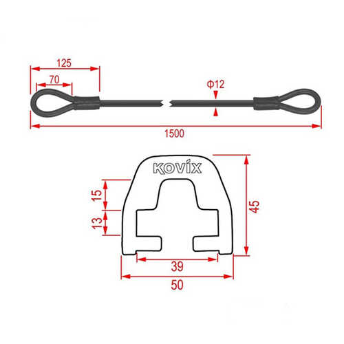 KOVIX KZA-150 ÇELİK KİLİT + KD6 BAĞLANTI ADAPTÖRÜ