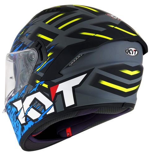 KYT NF-R KASK FLAMING MATT GREY-BLUE