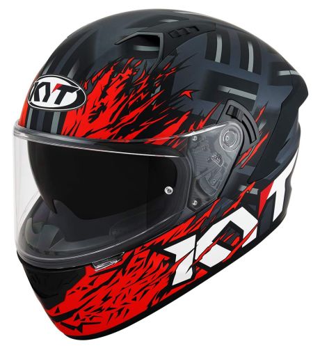 KYT NF-R KASK FLAMING MATT GREY-RED