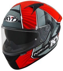 KYT NF-R KASK XAVI FORES REPLICA 2021 MATT BLACK-RED - Thumbnail