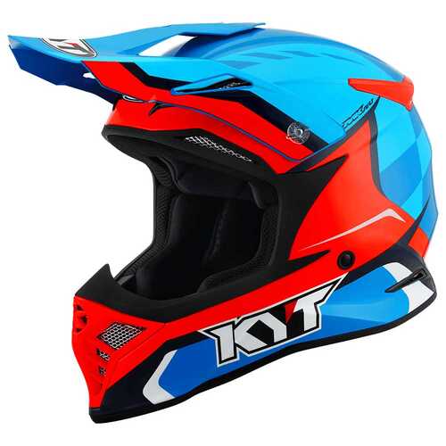 KYT SKYHAWK KASK GLOWING BLUE ORANGE FLUO