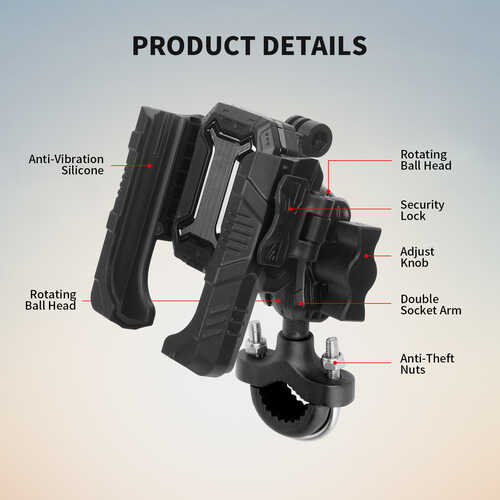 MECHRIG 12.7 - 33 mm UYUMLU U TİPİ MOTOSİKLET TELEFON TUTUCU