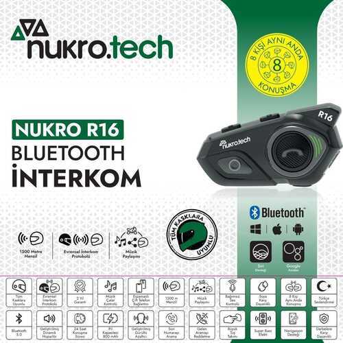 NUKROTECH NUKRO R16 BLUETOOTH 8 KİŞİLİK İNTERKOM