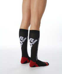 SIX2 UZUN MOTOSİKLET ÇORABI SİYAH KIRMIZI - Thumbnail