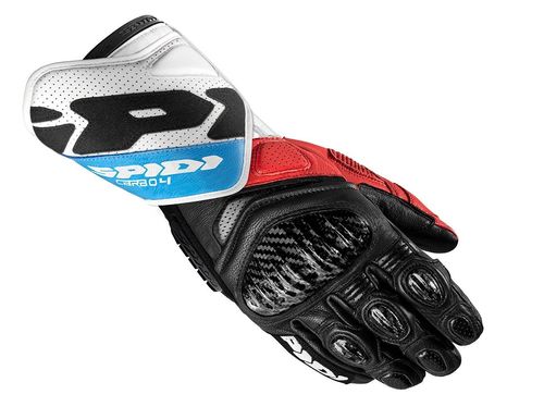 SPIDI CARBO 4 DERİ ELDİVEN SİYAH MAVİ KIRMIZI