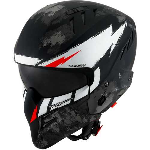 SUOMY ARMOR KASK HI VOLT MAT SİYAH BEYAZ