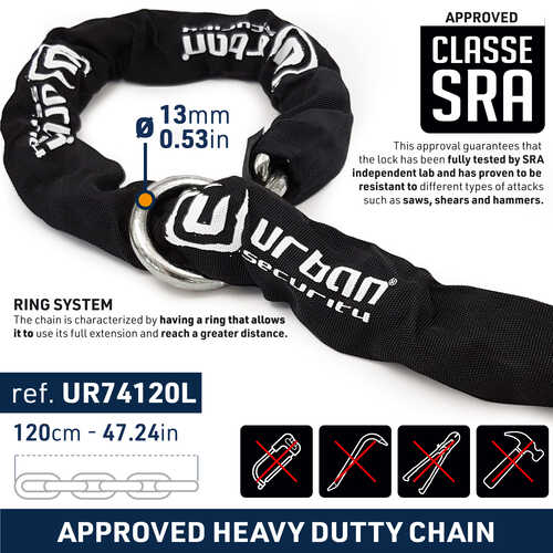 URBAN SECURITY UR74-120 13.5 MM 120CM KEMENT ZİNCİR KİLİT