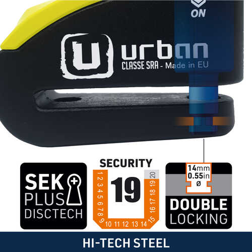URBAN SECURITY 999 S.R.A SINIFI ALARMLI DİSK KİLİDİ 14mm PİM