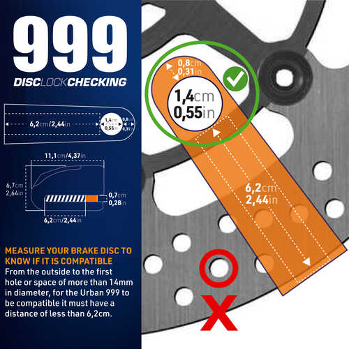 URBAN SECURITY 999 S.R.A SINIFI ALARMLI DİSK KİLİDİ 14mm PİM