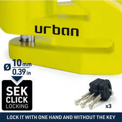 URBAN SECURITY UR208Y 10mm DİSK KİLİDİ - Thumbnail