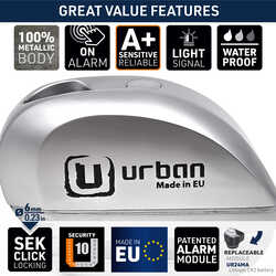 URBAN SECURITY UR22 VESPA UYUMLU ALARMLI DİSK KİLİDİ 6MM PİM - Thumbnail