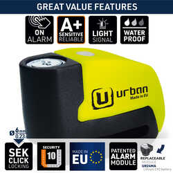 URBAN SECURITY UR6 ALARMLI DISK KILIDI 6mm PİM - Thumbnail